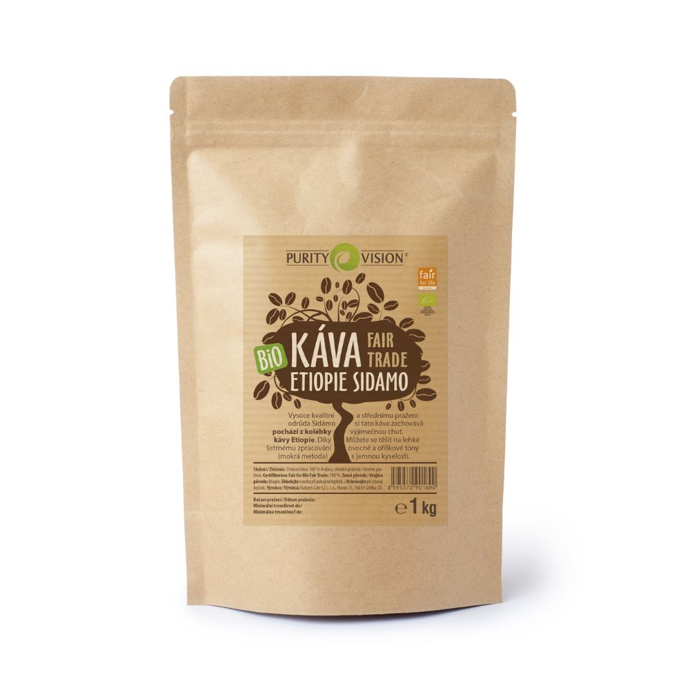 Boabe de cafea bio Fair Trade Etiopia Sidamo 1 kg