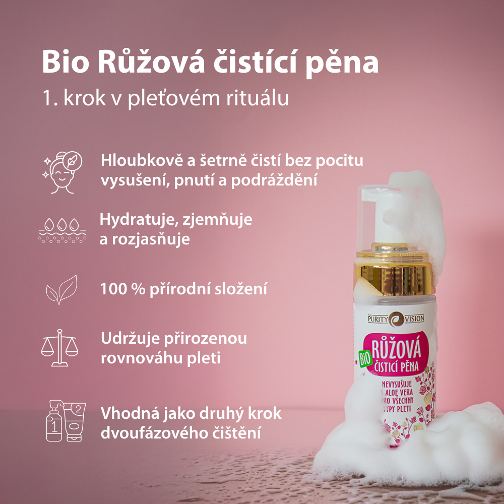 Spumă de Curățare Bio cu Trandafir 90 ml